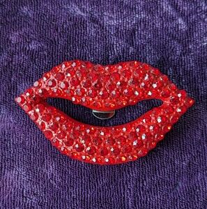 Red Bright Clip On Brooch For Jackets, Sweaters, Scarves, Coats